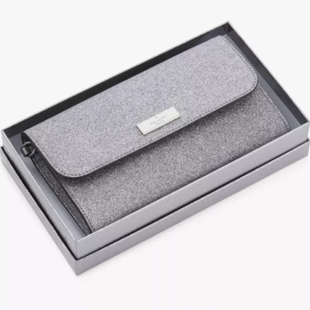 NIB KATE SPADE Kenzie Glitter Candied Flower Medium Wallet